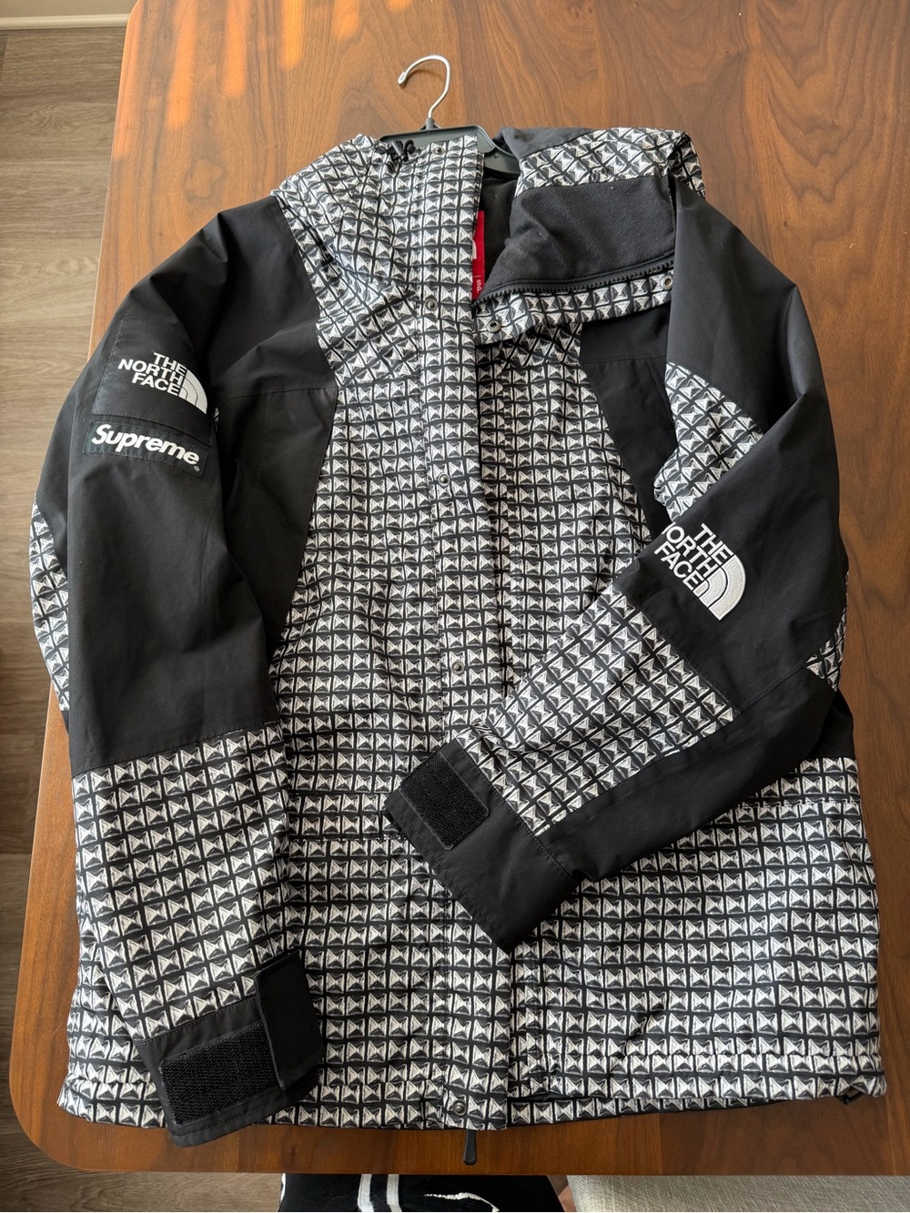 Supreme X The North Face Black & Diamonds Jacket with Red Logo Patches